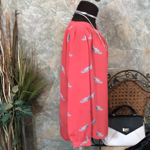 Ann Taylor 🌹 Stunning coral peacock Shirt top blouse tunic - Picture 6 of 8